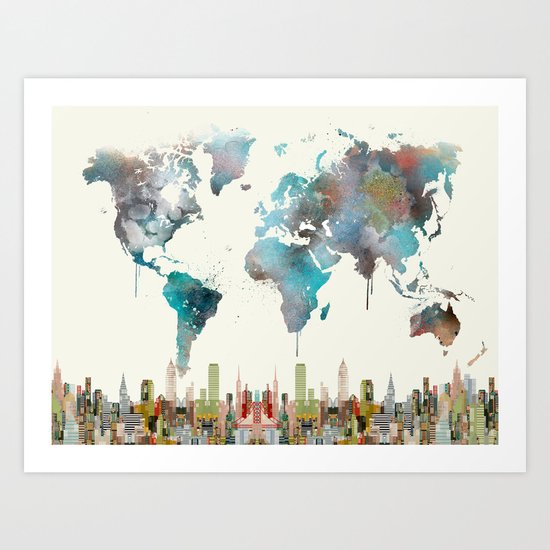 world travel map Art Print