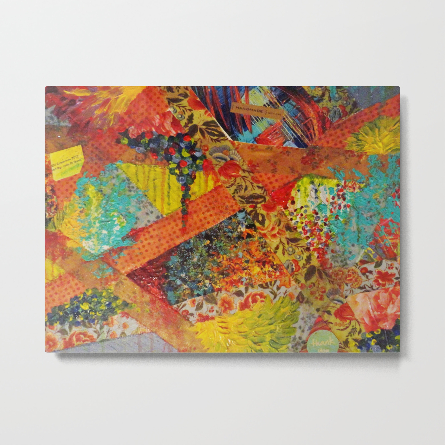 Pieces Of Me Gorgeous Bold Fabric Painting Collage Love Colorful