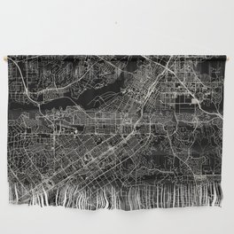 Riverside - Black and White City Map USA Wall Hanging