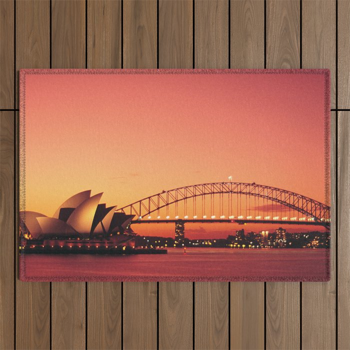Australia Photography - Sydney Harbour Bridge In The Sunset Outdoor Rug