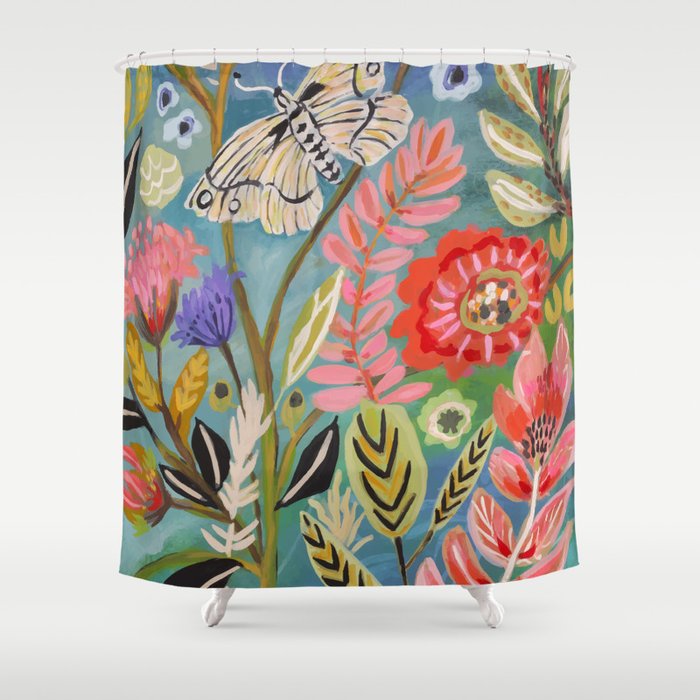 Butterfly Floral Shower Curtain