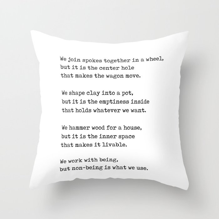 We join spokes together in a wheel Lao Tzu Poem Literature