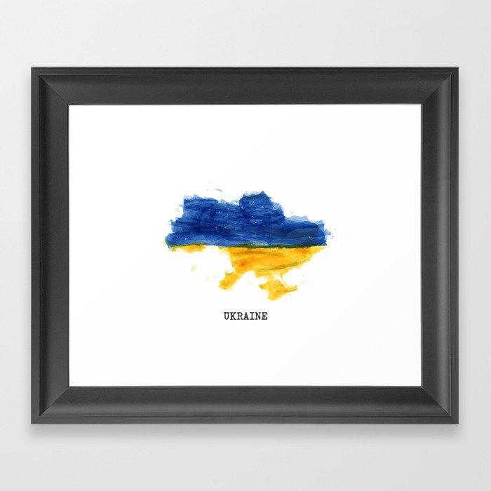 Blue and Yellow Digital Watercolor Stripe Urkaine 100% Commission Donated To IRC Read Bio Framed Art Print