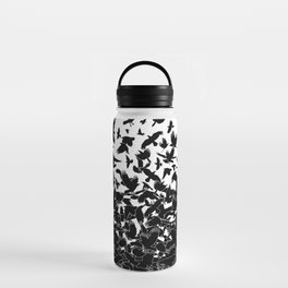 Raven Crow Flying Birds Abstract Goth Halloween Pattern Water Bottle