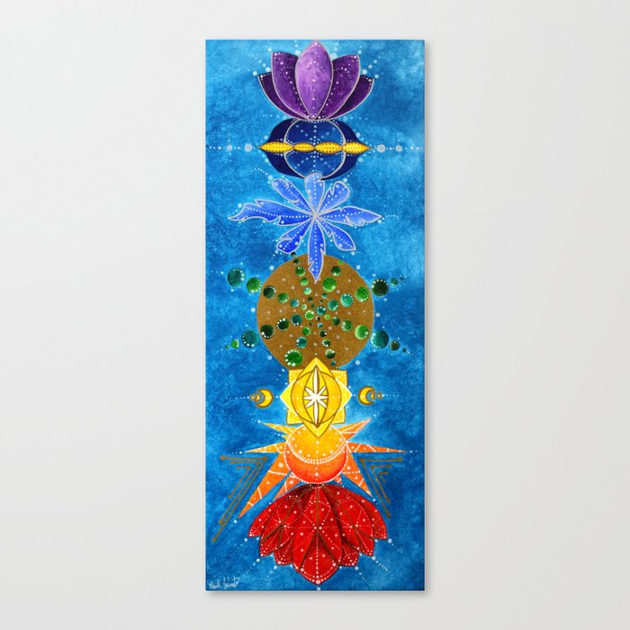 Chakra Art Print Yoga Art Energy Sacred geometry chakra symbols chakra colors Canvas Print