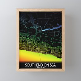 Southend-on-Sea, England, City, Map, Rainbow, Map, Art, Print Framed Mini Art Print
