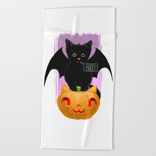 flying kitten Beach Towel