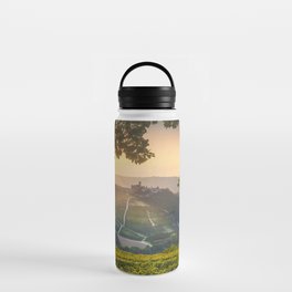 Langhe vineyards, Castiglione Falletto village and a tree. Italy Water Bottle