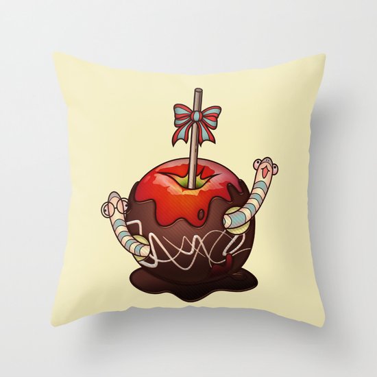 SWEET WORMS 2 - caramel apple Throw Pillow