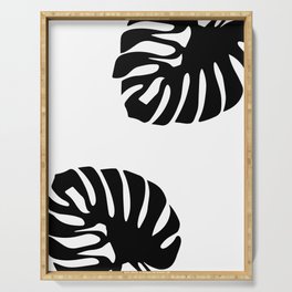 Monstera Leaves in Black and White Serving Tray
