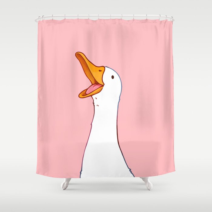 Happy White Duck Shower Curtain