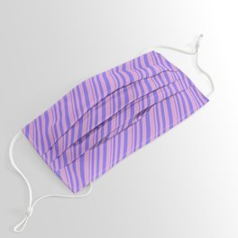 [ Thumbnail: Medium Slate Blue and Plum Colored Lined Pattern Face Mask ]