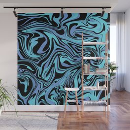 Black and blue swirl Wall Mural