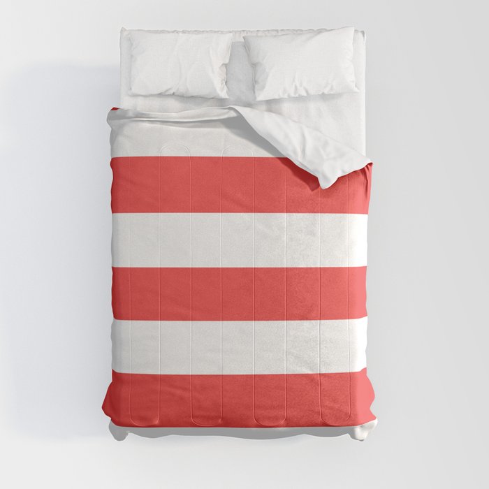 Vivaldi Red - solid color - white stripes pattern Comforter