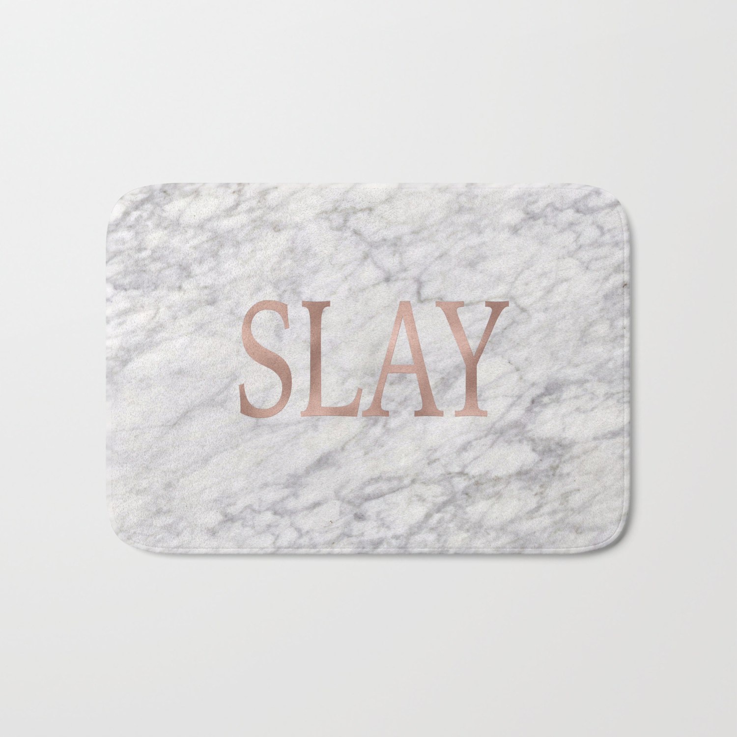 Slay Rose Gold Marble Bath Mat By Marbleco Society6