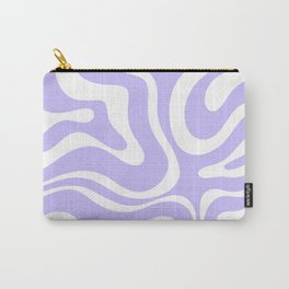 Retro Modern Liquid Swirl Abstract Pattern in Light Purple and White Carry-All Pouch
