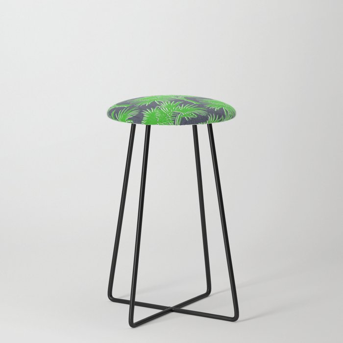 Palm Springs Silhouette Kelly Green on Navy Counter Stool