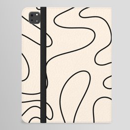 Squiggle Abstract Minimalist Modern Pattern in Black and Almond Cream iPad Folio Case