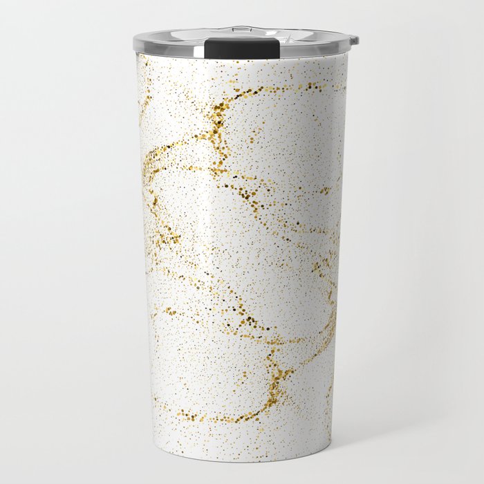 Gold Glitter - White Background Travel Mug