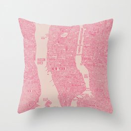 New York map Throw Pillow