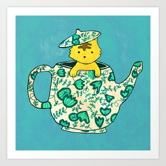 Dinnerware sets - Kitten in a teapot Art Print