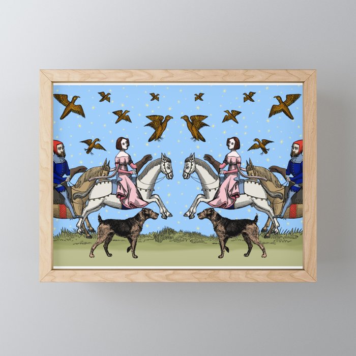 Airedale Hunters - Medieval Hunting Design Framed Mini Art Print