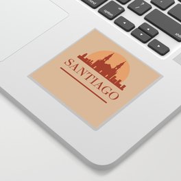 SANTIAGO CHILE CITY SKYLINE EARTH TONES Sticker