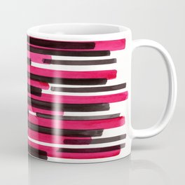 Magenta Primitive Stripes Mid Century Modern Minimalist Watercolor Gouache Painting Colorful Str Coffee Mug