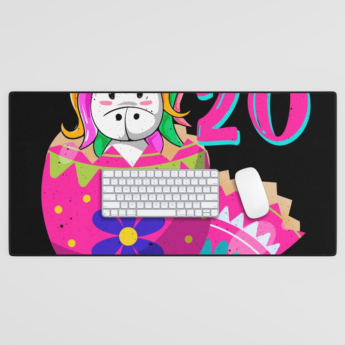 20 Year Old Age Birth Kawaii Unicorn Easter Sunday Desk Mat