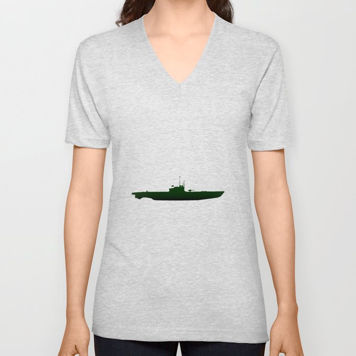 Submarine Silhouette V Neck T Shirt