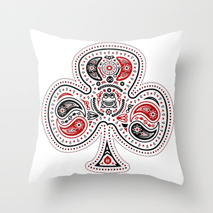 83 Drops - Clubs (Red & Black) Throw Pillow