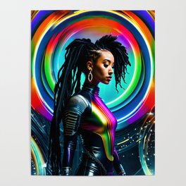 Beautiful Rainbow Woman With Dreads Poster