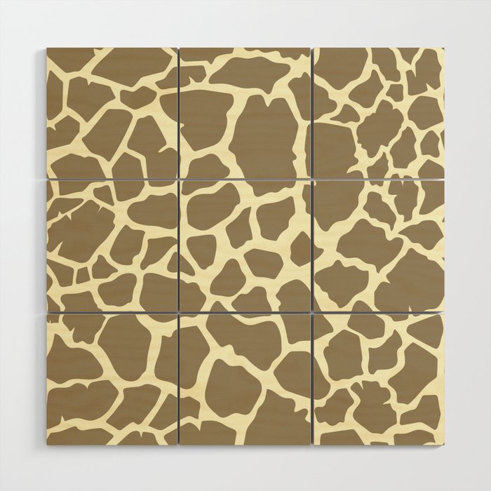 Brown Giraffe Print Wood Wall Art