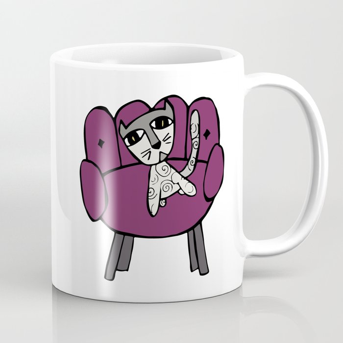 Cat Sitting in Purple Armchair Coffee Mug