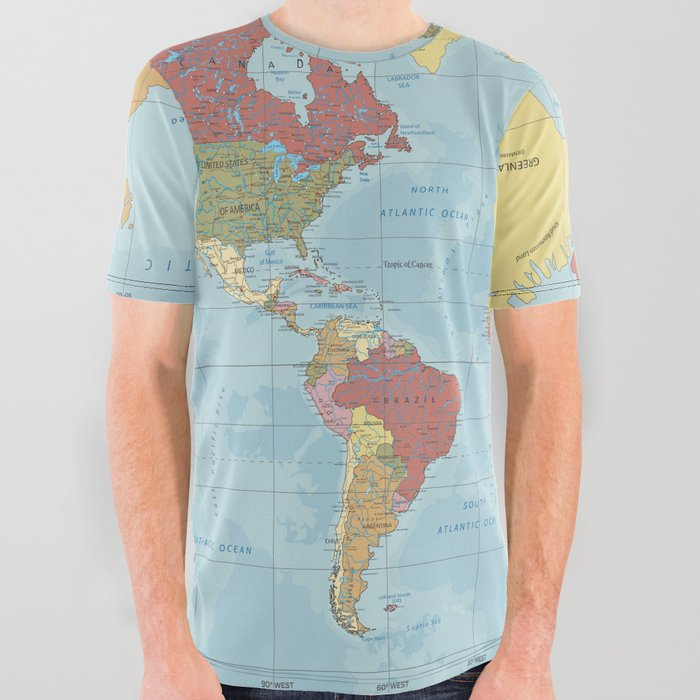 World Map All Over Graphic Tee