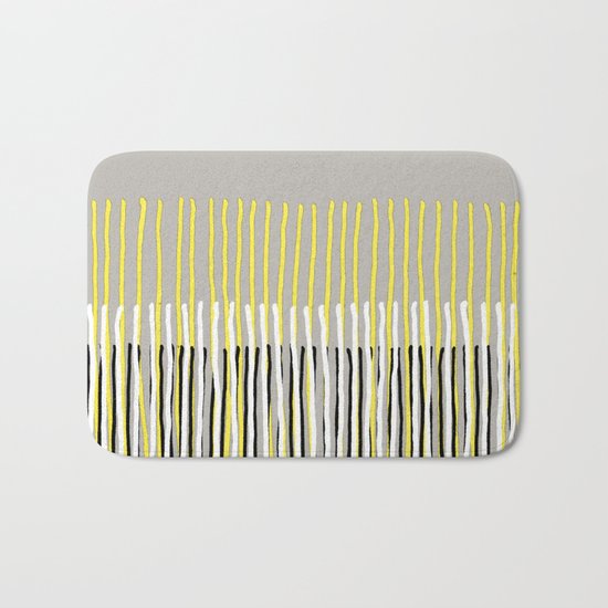 Yellow Rising - abstract stripes in yellow, grey, black & white Bath Mat