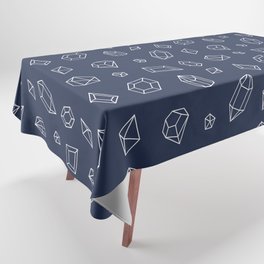 Navy Blue and White Gems Pattern Tablecloth