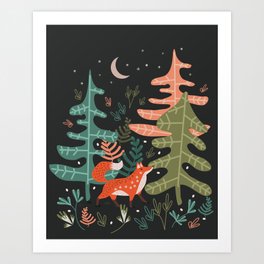 Evergreen Fox Tale Art Print
