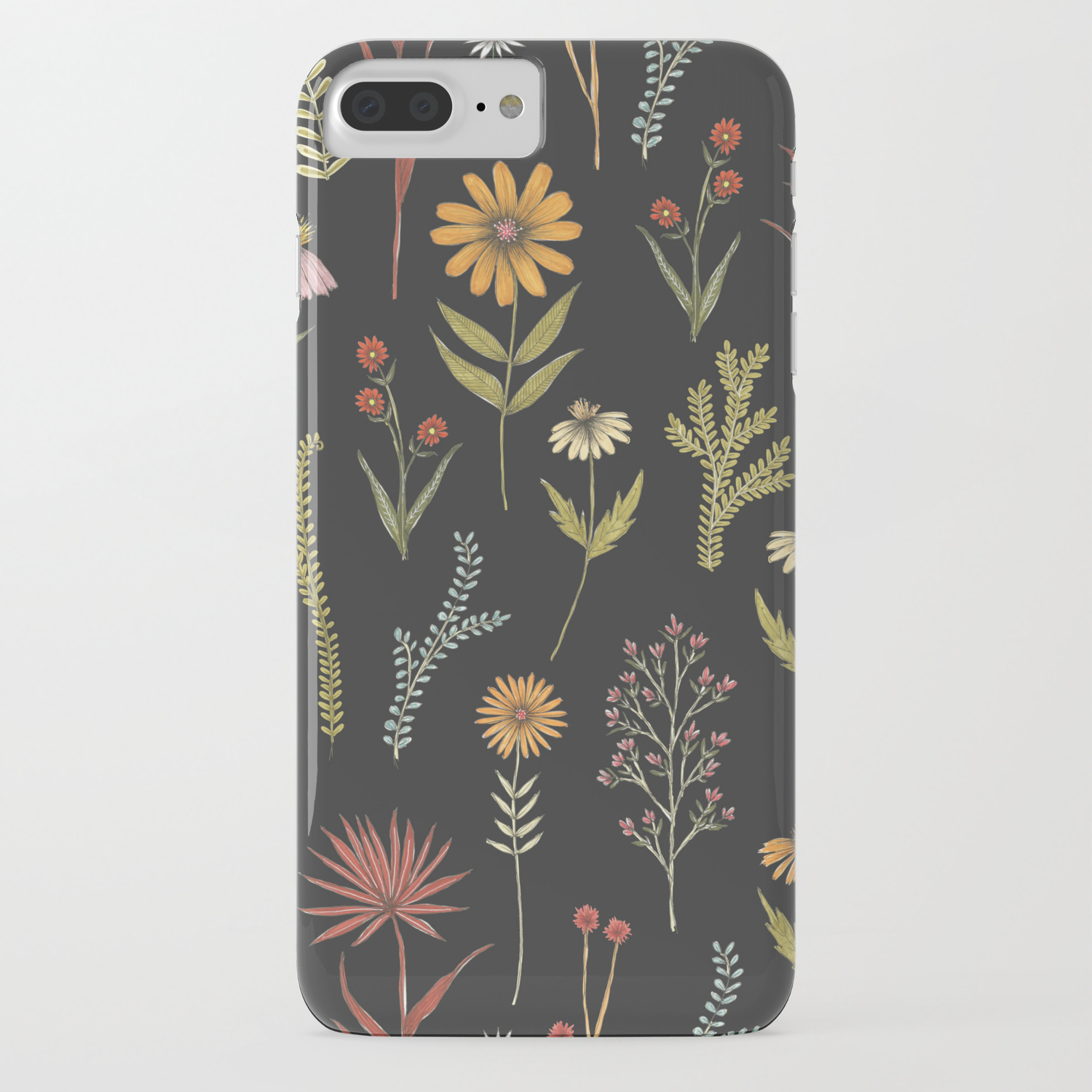 Flat Lay Floral Pattern On A Dark Background Iphone Case By Stacey Walker Oldham Society6