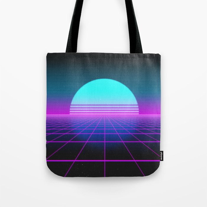 80's Retro Neon Grid Tote Bag