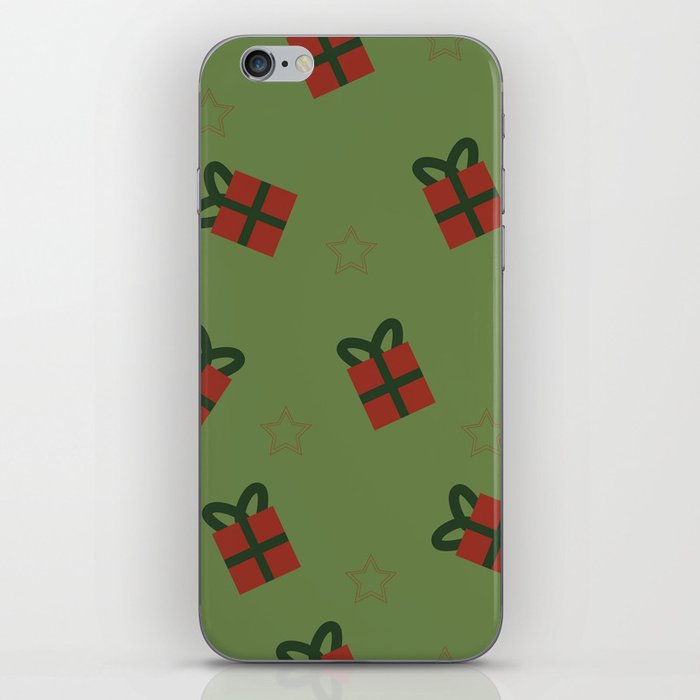 Gifts and stars - green and red iPhone Skin
