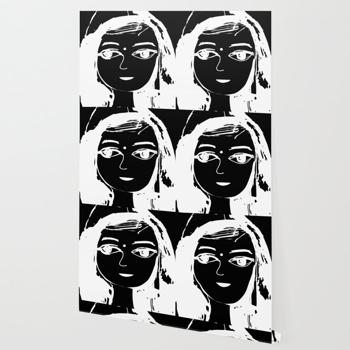 Indian Girl Black White Drawing Wallpaper By Annasko Society6,Cute Cool Wallpapers For Chromebook