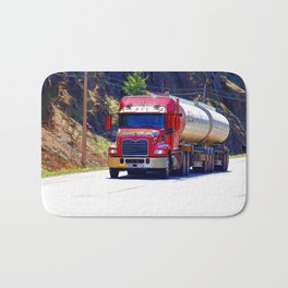 Truckers Big Rig Fuel Tanker Truck Bath Mat | Illustration, Graphic Design, Photo, Digital 