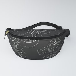 Black & White Topography map Fanny Pack