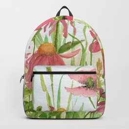 Watercolor Garden Flower Poppies Lupine Coneflower Wildflower Backpack