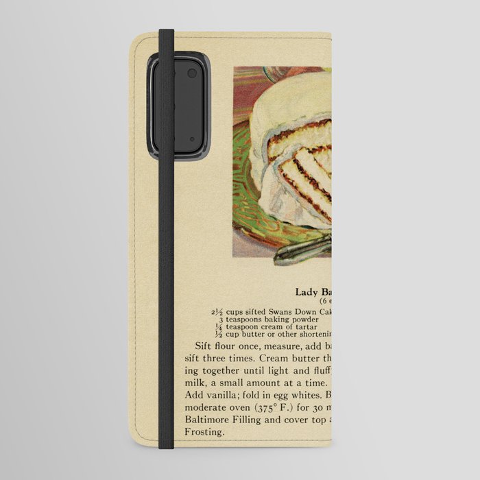 Vintage Lady Baltimore Cake Recipe and Illustration Android Wallet Case