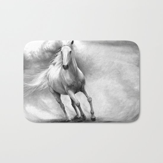 Horse GRAPHITE DRAWING II. Bath Mat