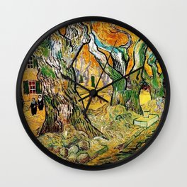 Road Works at Saint-Remy by Vincent van Gogh Wall Clock