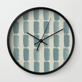 Blue-Green Light Beige Grid Brushstroke Pattern 2021 Color of the Year Aegean Teal and Sweet Spring Wall Clock