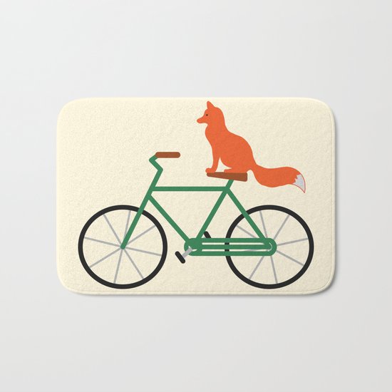 Fox Riding Bike Bath Mat